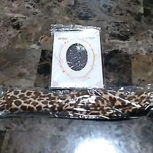 Netted Wig Cap & Cheetah Print Headband